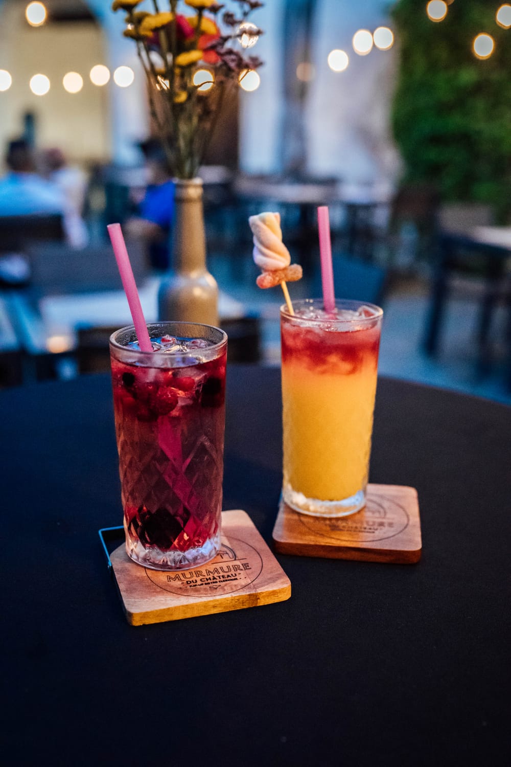 Cocktails served on the terrace in the evening