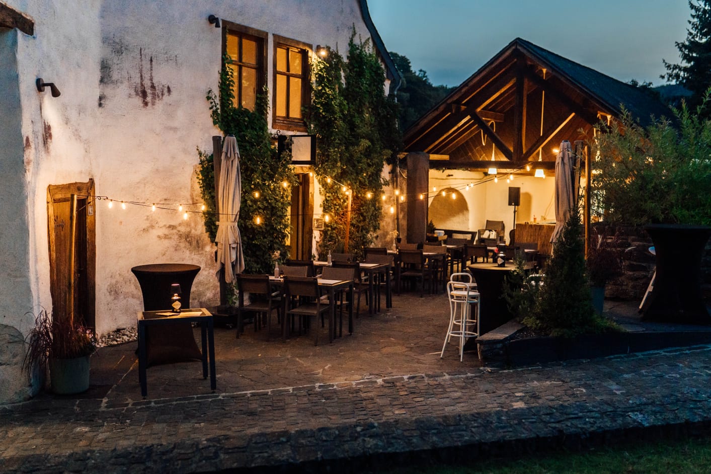 Terrace at dusk